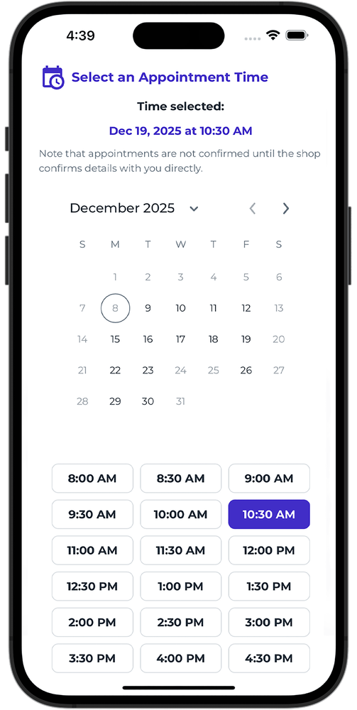 Pick a Date & Time — Done